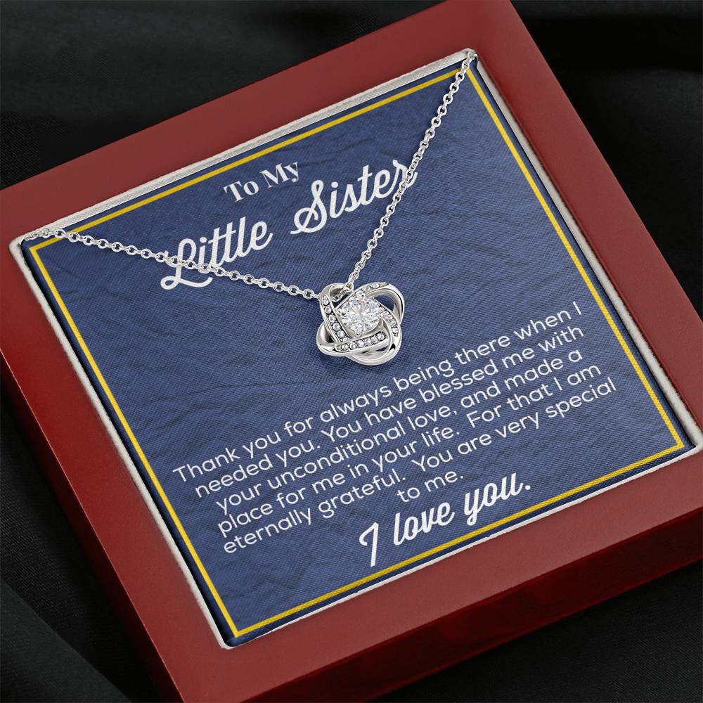 To My Little sister Love Knot Necklace