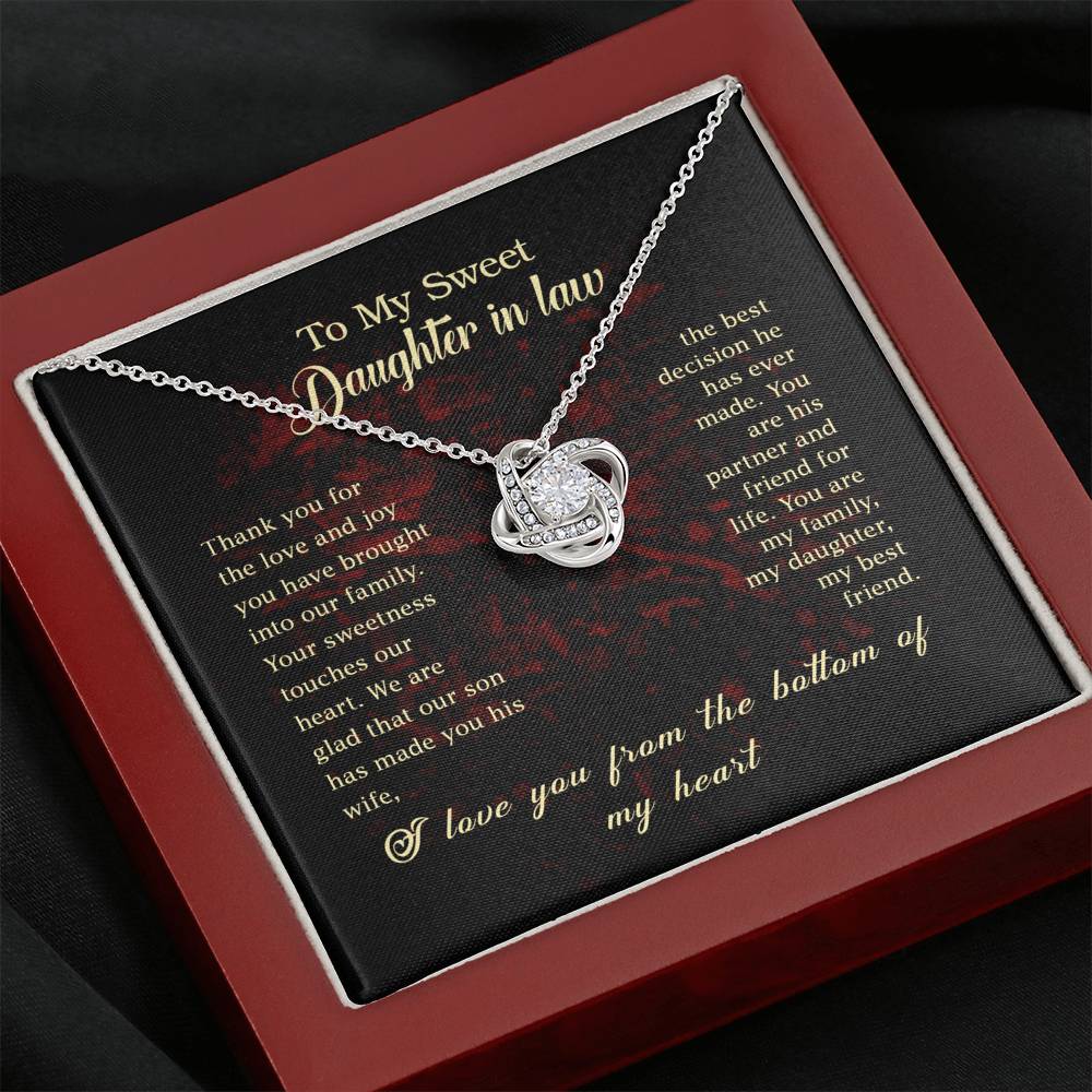 To My Sweet Daughter in Law Love Knot Necklace