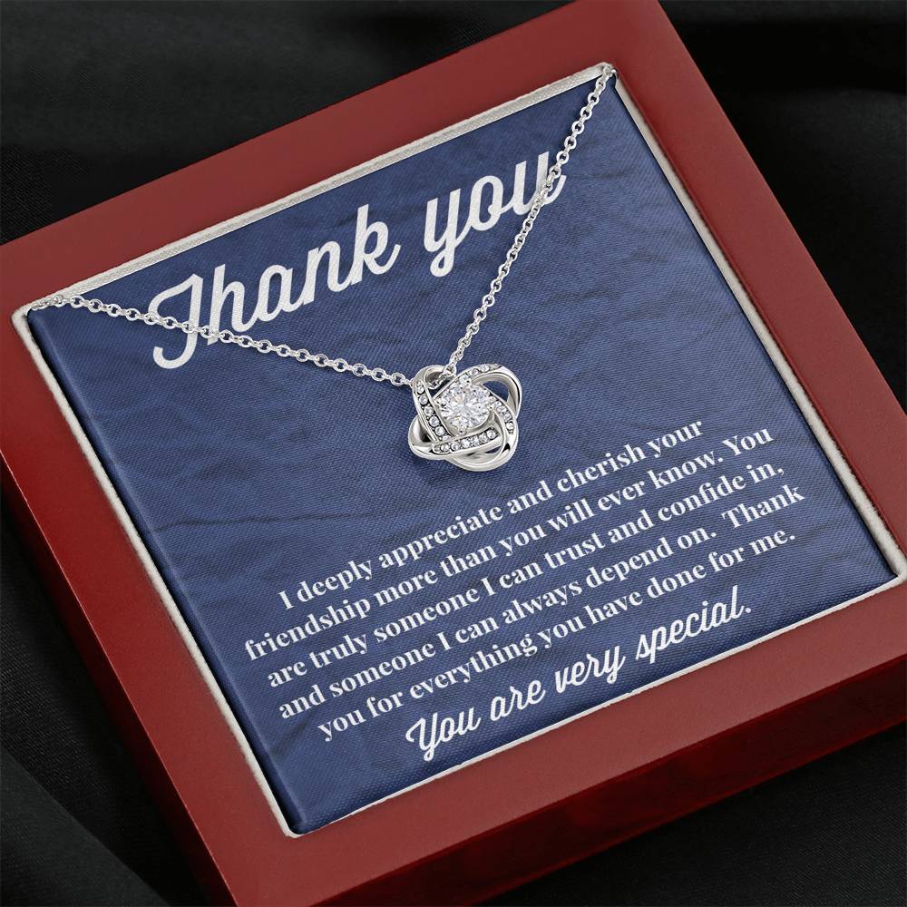 Thank You Love Knot Necklace - Thank You Gift - Necklace for Friend