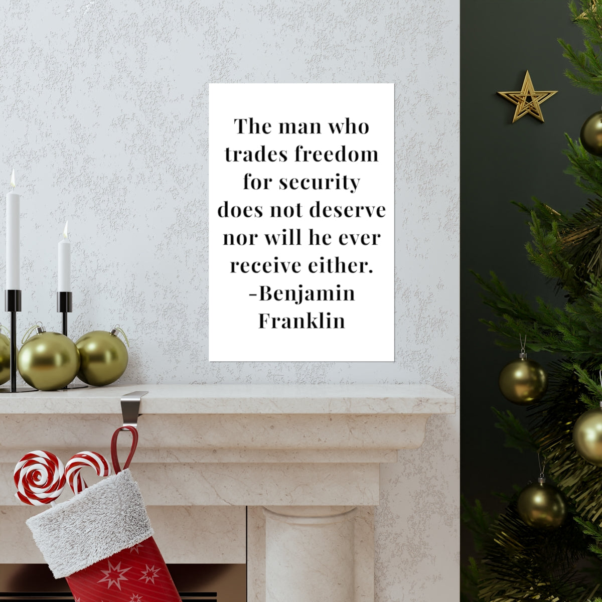 Benjamin Franklin Quote - The Man Who Trades Freedom Premium Matte Vertical Poster