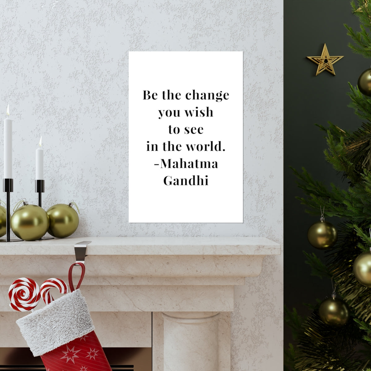 Mahatma Gandhi Quote - Be the Change - Premium Matte Vertical Poster