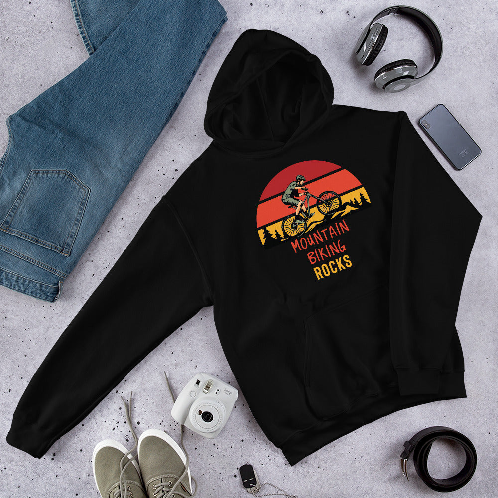 Mountain Biking Rocks Heavy Blend Hoodie - Mountain Biker Gift
