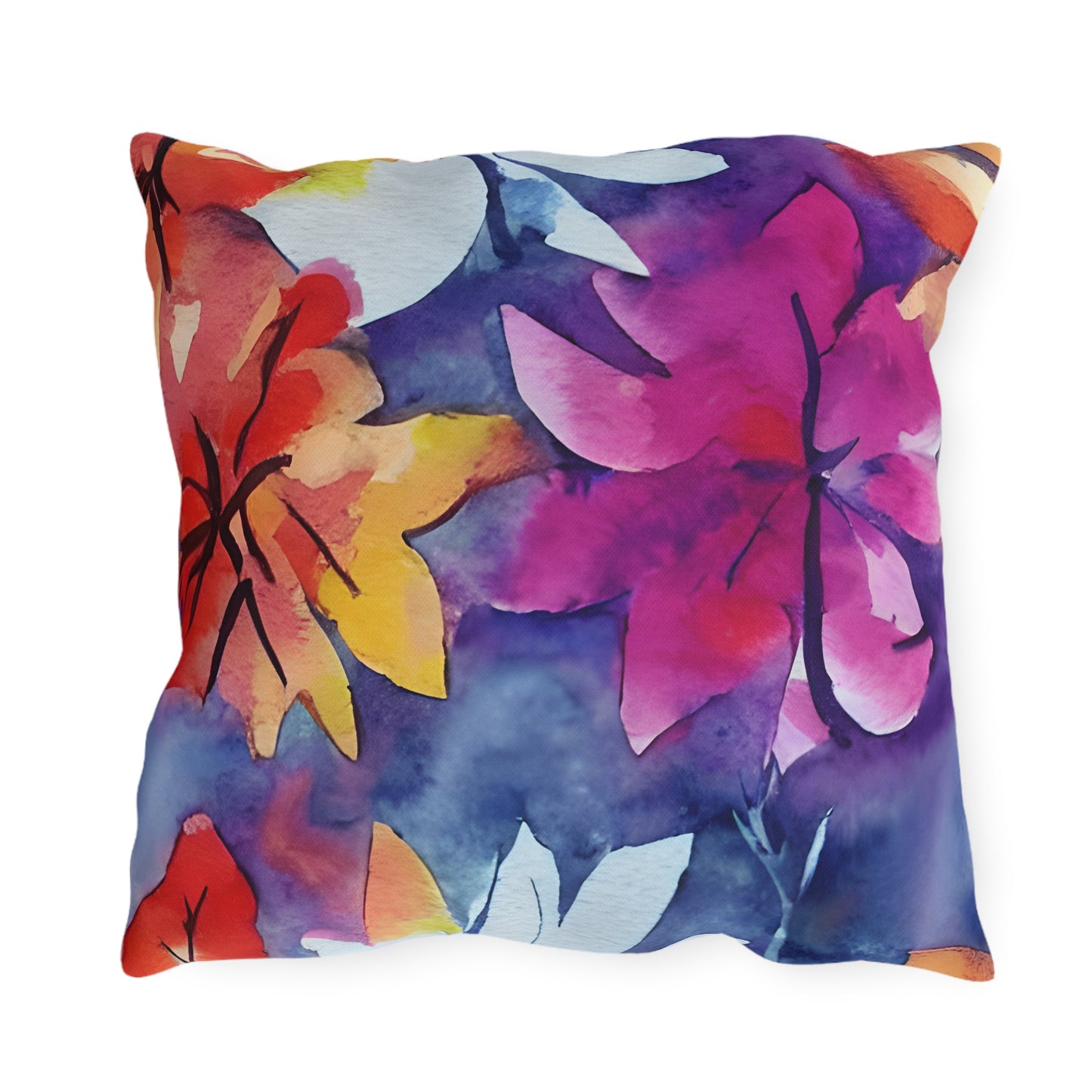 Outdoor Pillow In Watercolor Flowers Pattern