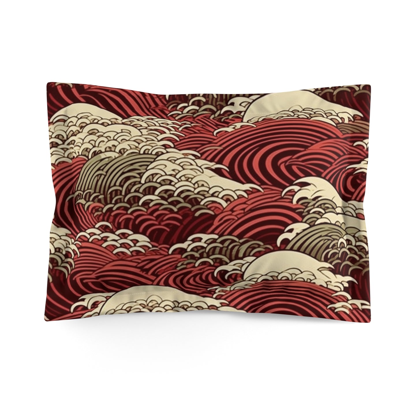 Microfiber Pillow Sham In Japanese Wave Pattern