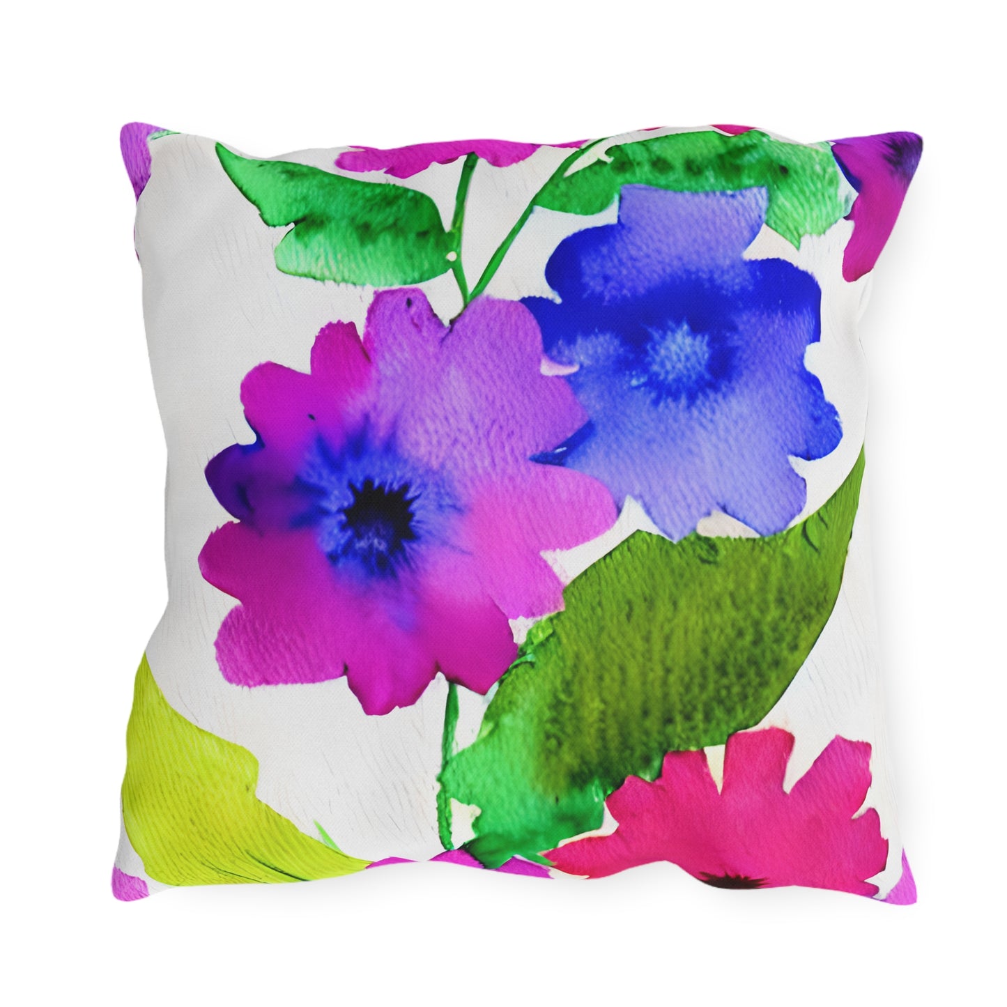 Outdoor Pillow In Watercolor Flowers Pattern