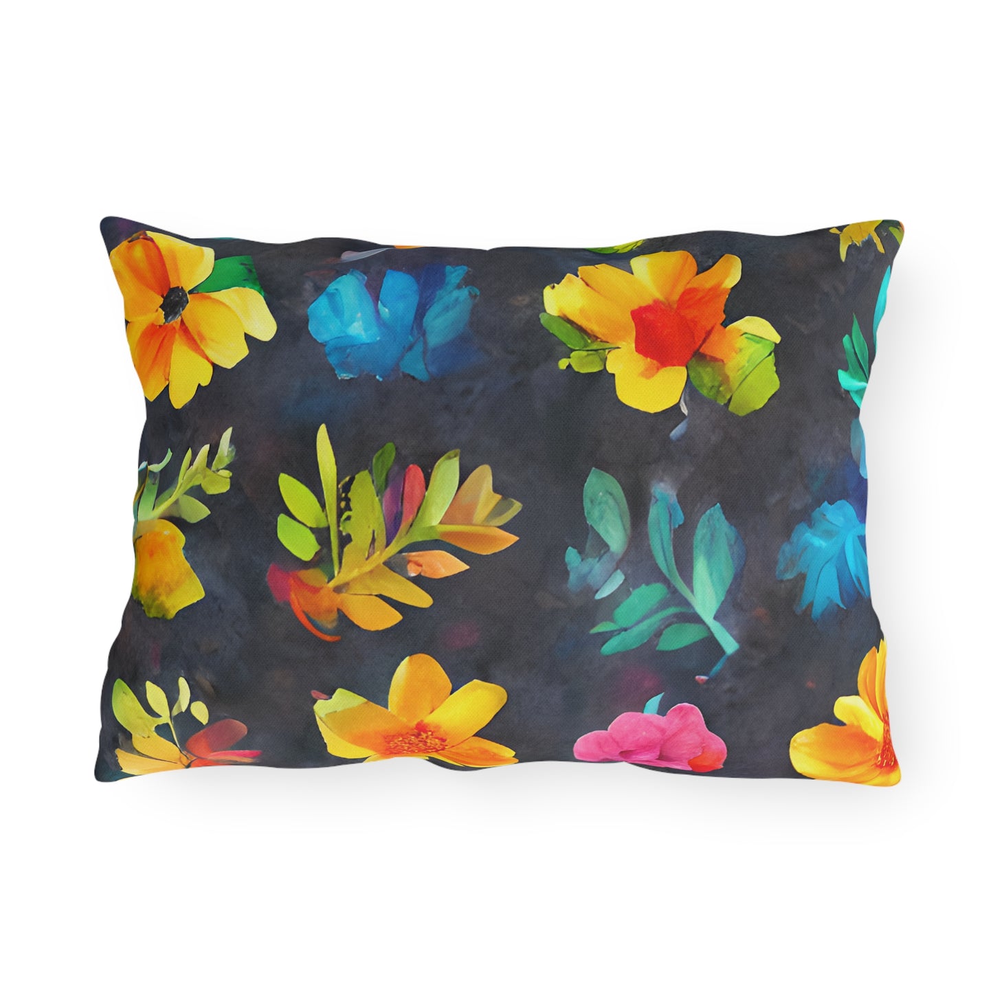 Outdoor Pillow In Watercolor Flowers Pattern