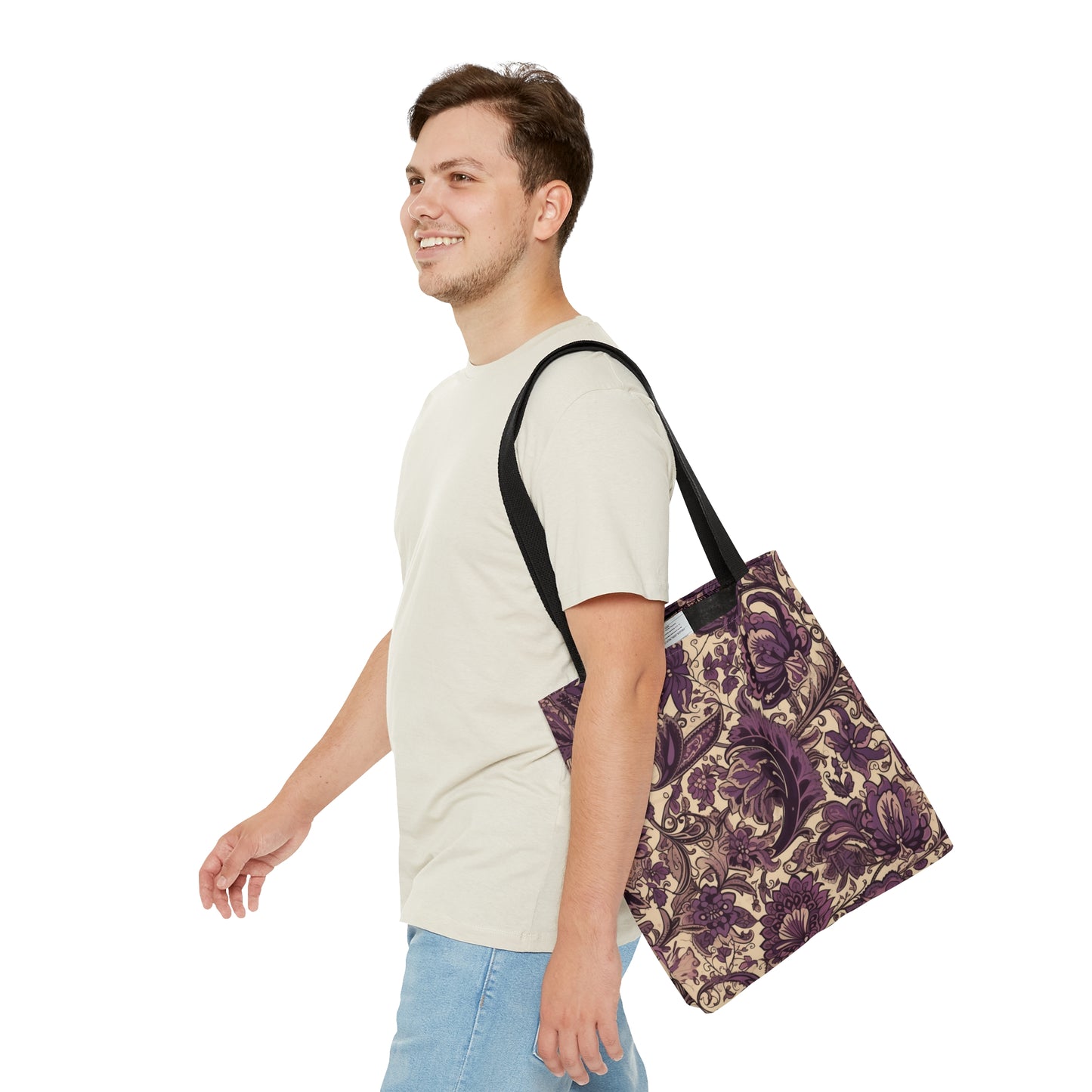 Purple Floral Tote Bag Jacobean Design