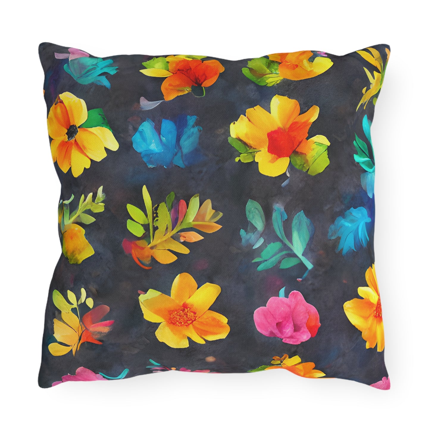 Outdoor Pillow In Watercolor Flowers Pattern