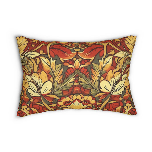 Lumbar Pillow With Pillow Insert In Jacobean Pattern 20"x14"