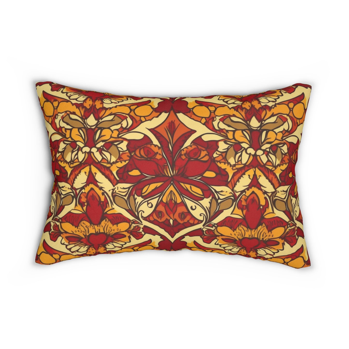 Lumbar Pillow With Pillow Insert In Jacobean Pattern 20"x14"