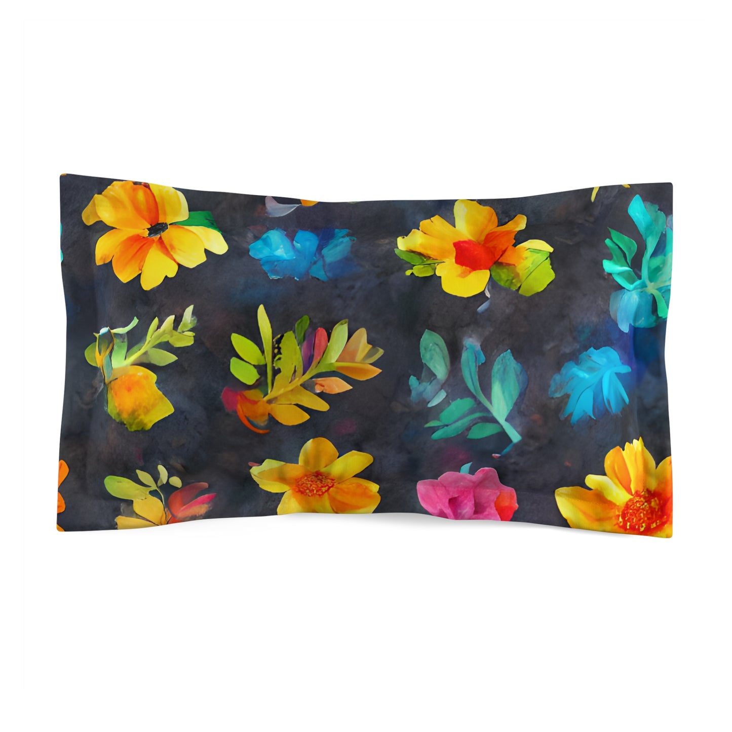 Microfiber Pillow Sham In Watercolor Flowers Pattern