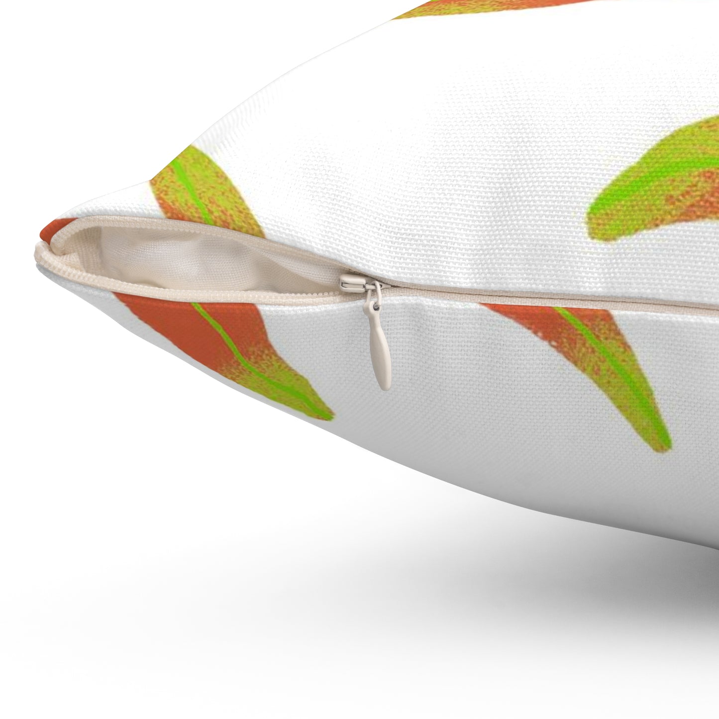 Square Pillow Cover With Pillow Insert In Rusty Leaves Pattern - White