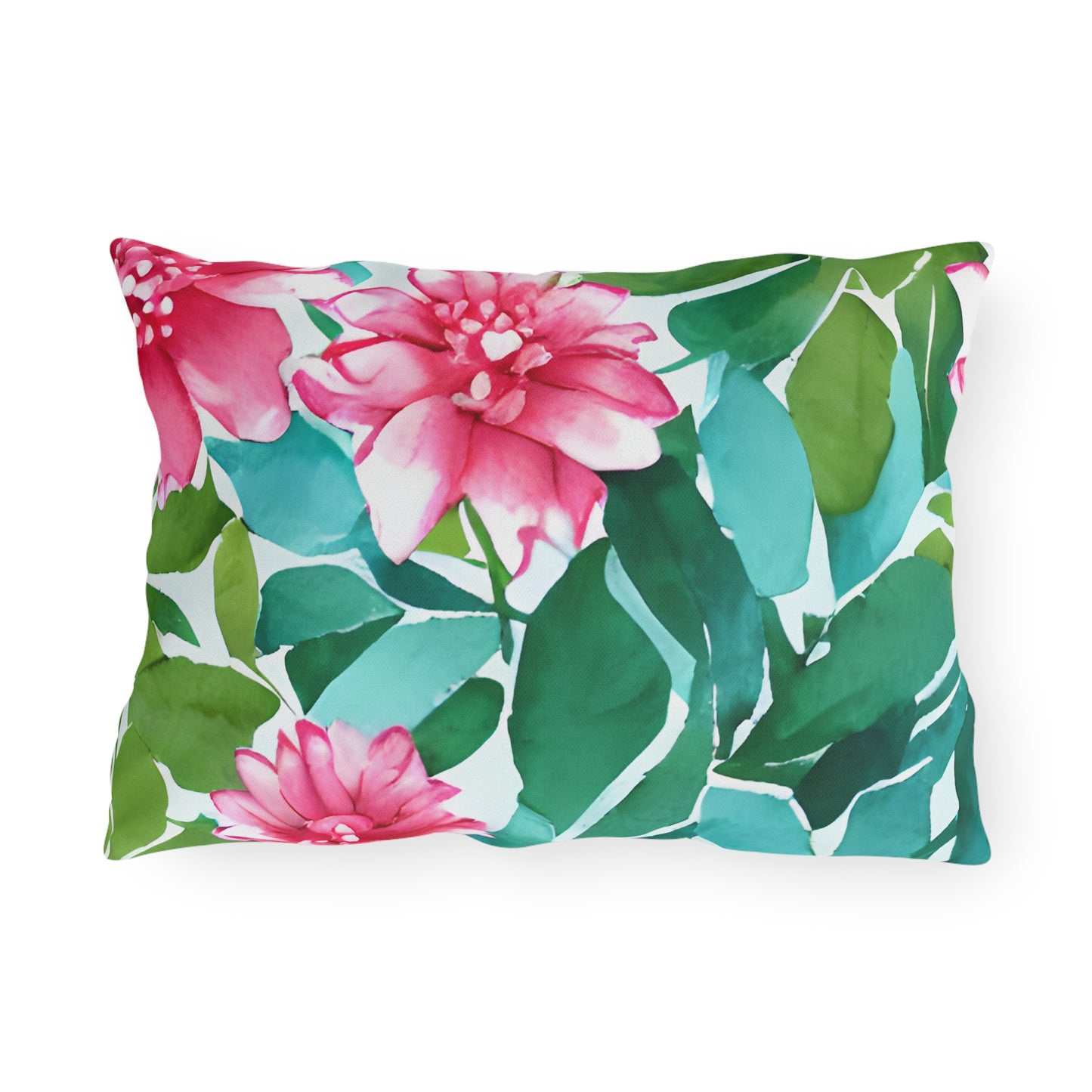 Outdoor Pillow In Watercolor Flowers Pattern