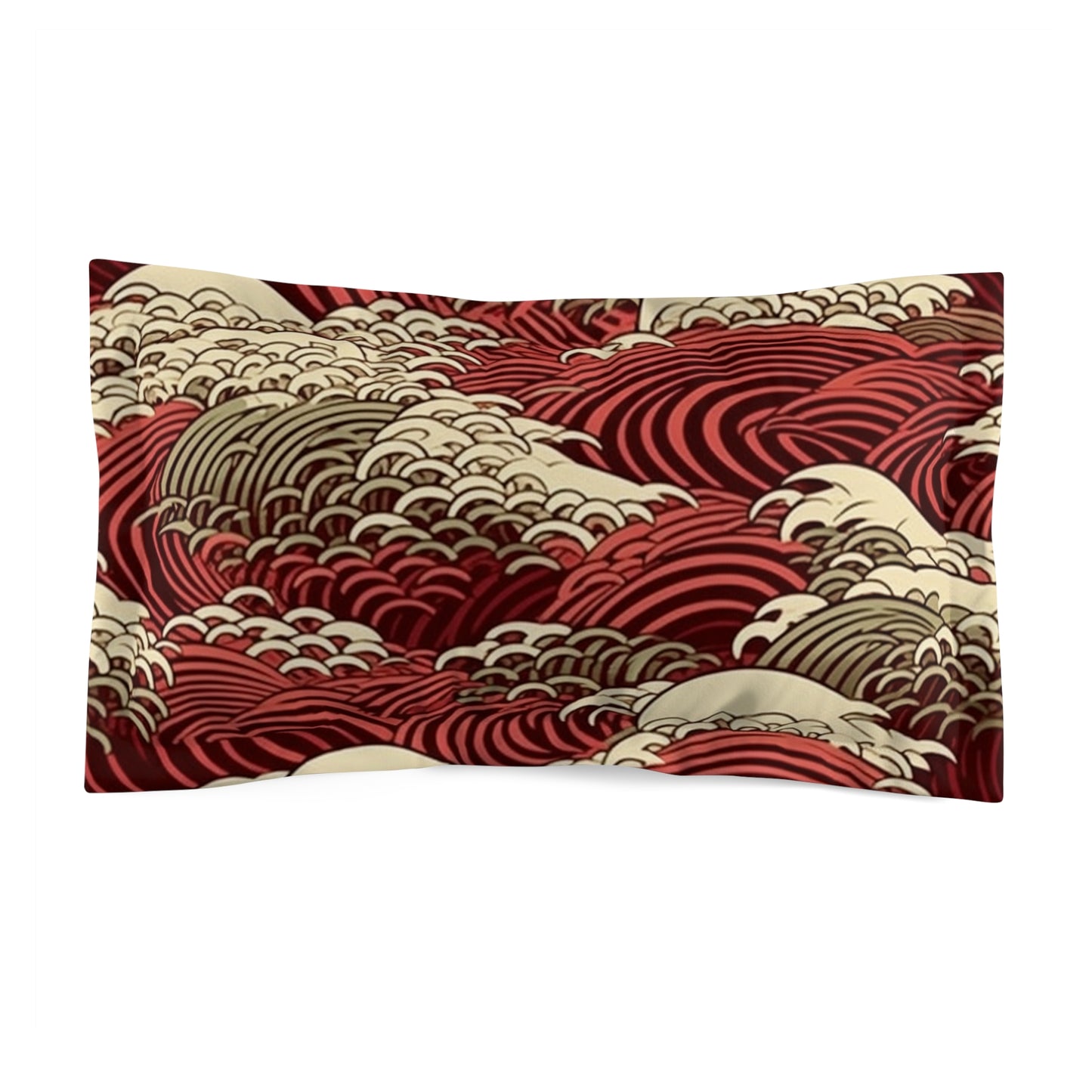 Microfiber Pillow Sham In Japanese Wave Pattern