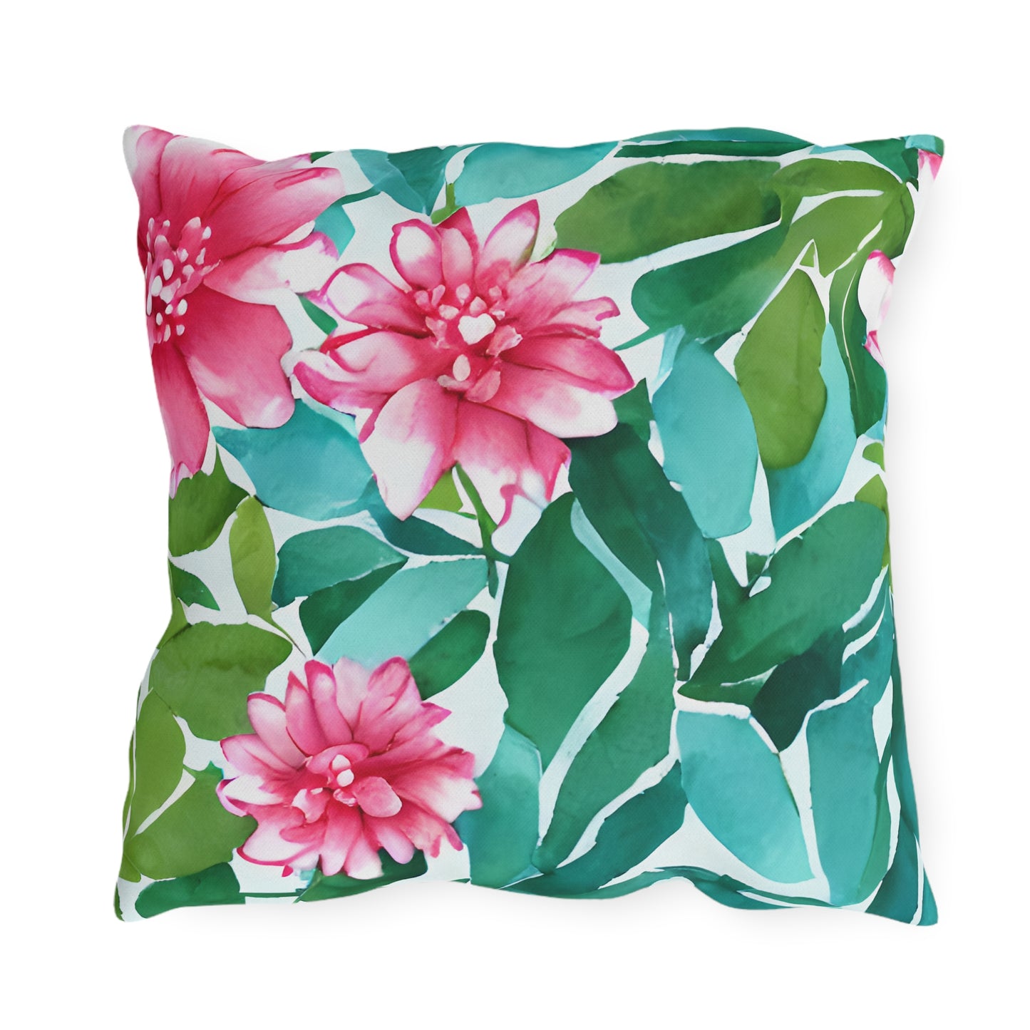 Outdoor Pillow In Watercolor Flowers Pattern
