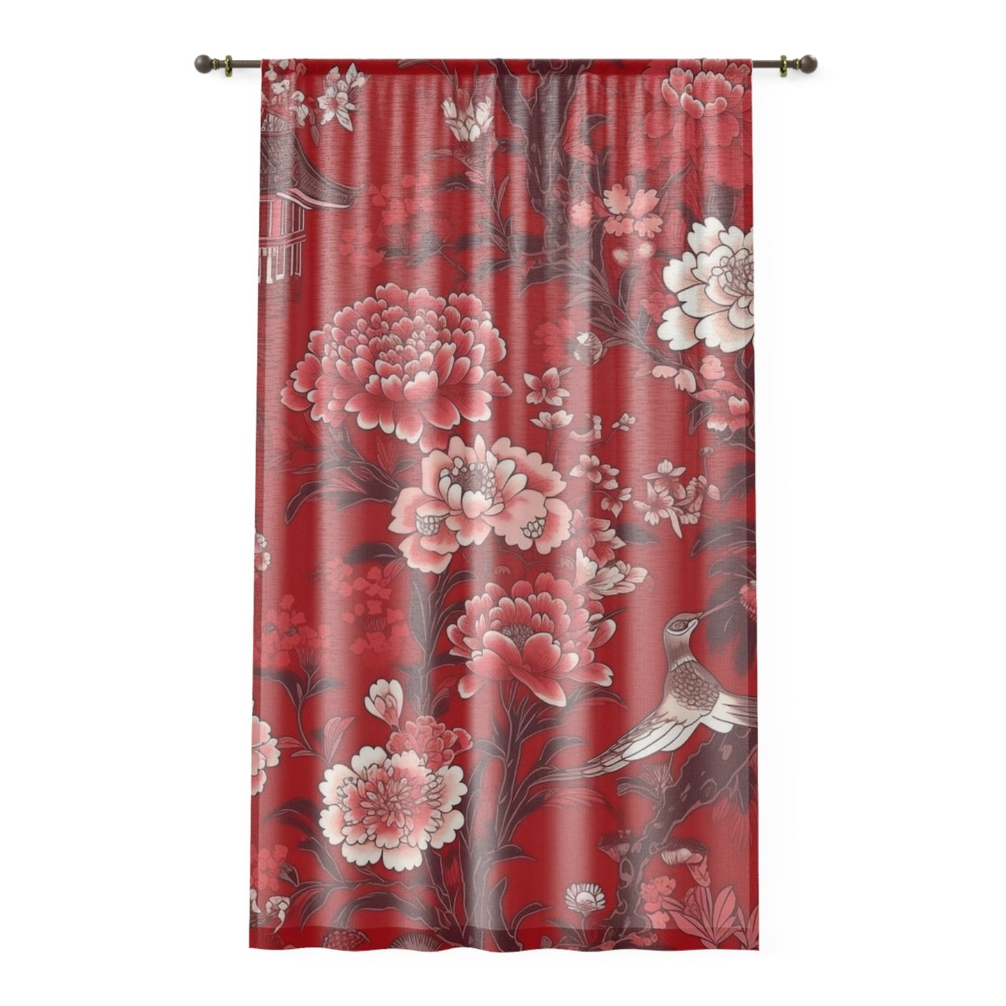 Sheer Window Curtain 50" x 84" Chinoiserie