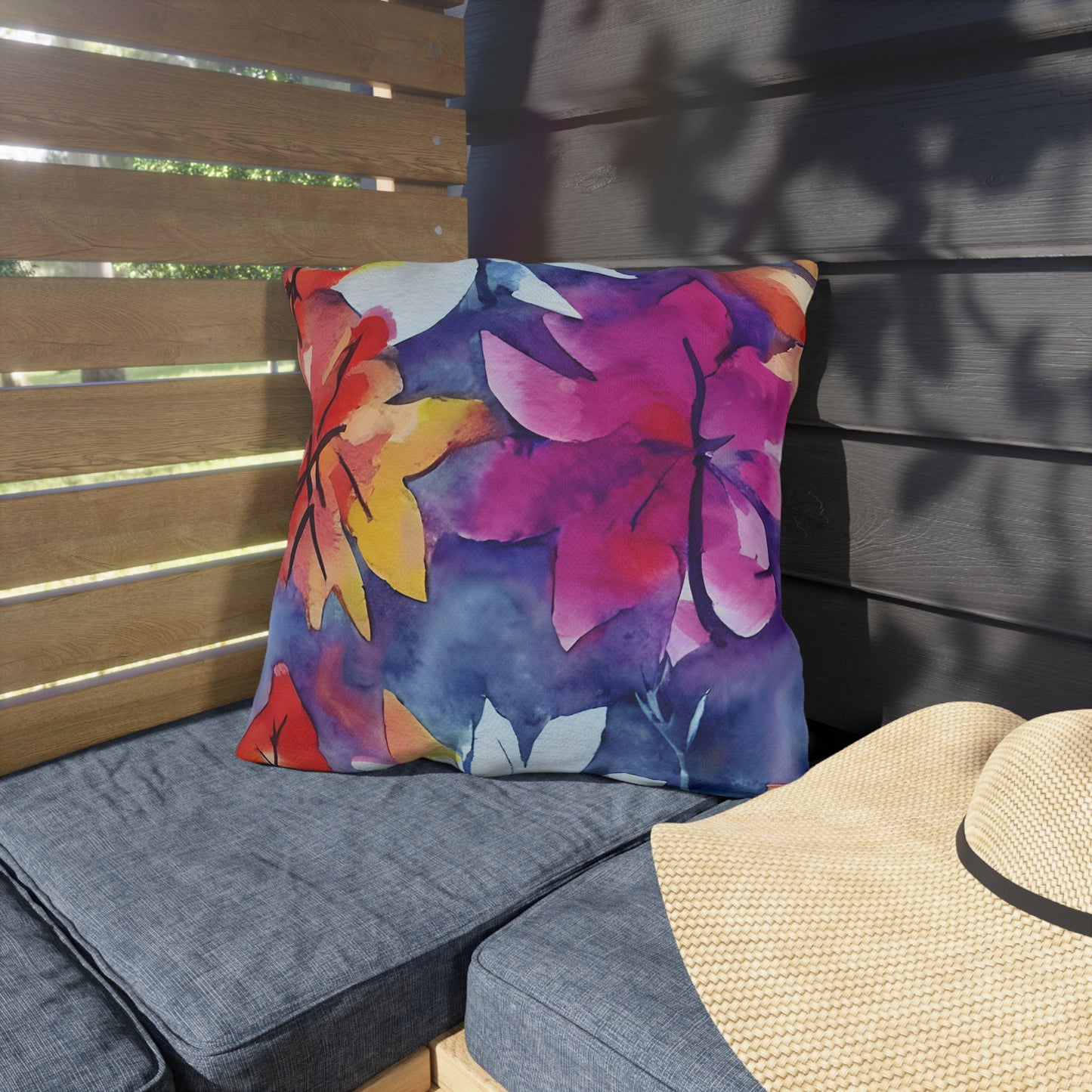 Outdoor Pillow In Watercolor Flowers Pattern