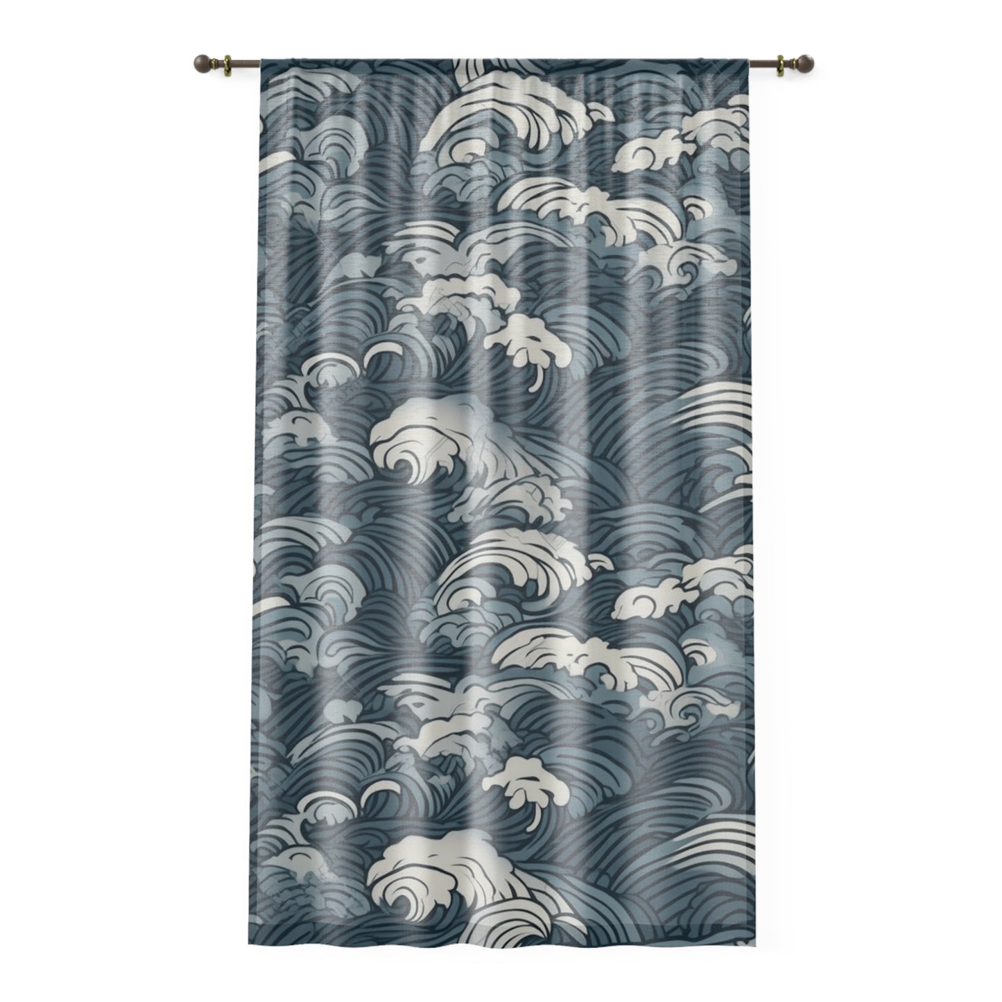 Sheer Window Curtain 50" x 84" Japanese Wave