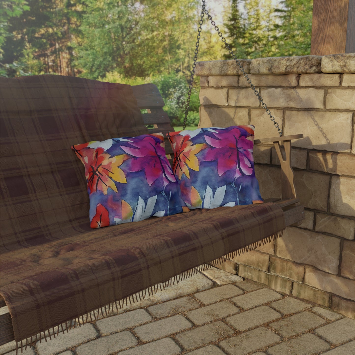 Outdoor Pillow In Watercolor Flowers Pattern