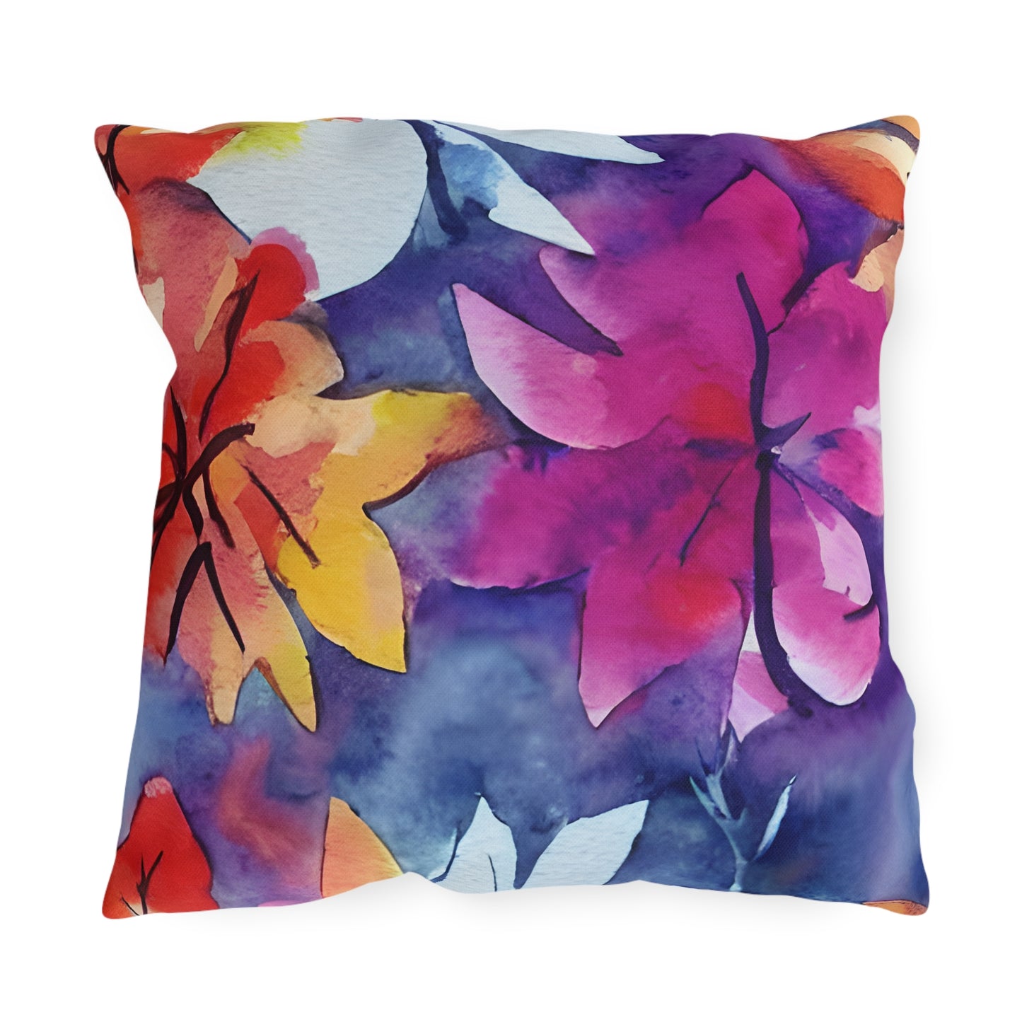 Outdoor Pillow In Watercolor Flowers Pattern