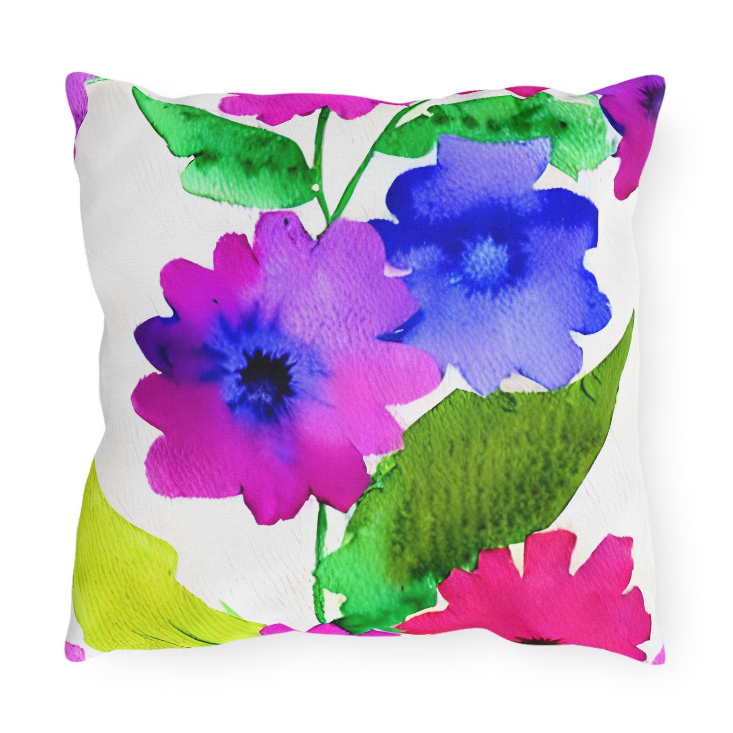 Outdoor Pillow In Watercolor Flowers Pattern