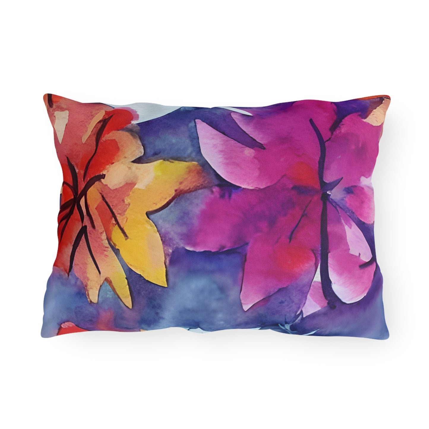 Outdoor Pillow In Watercolor Flowers Pattern