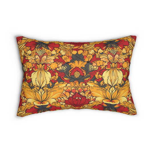 Lumbar Pillow With Pillow Insert In Jacobean Pattern 20"x14"