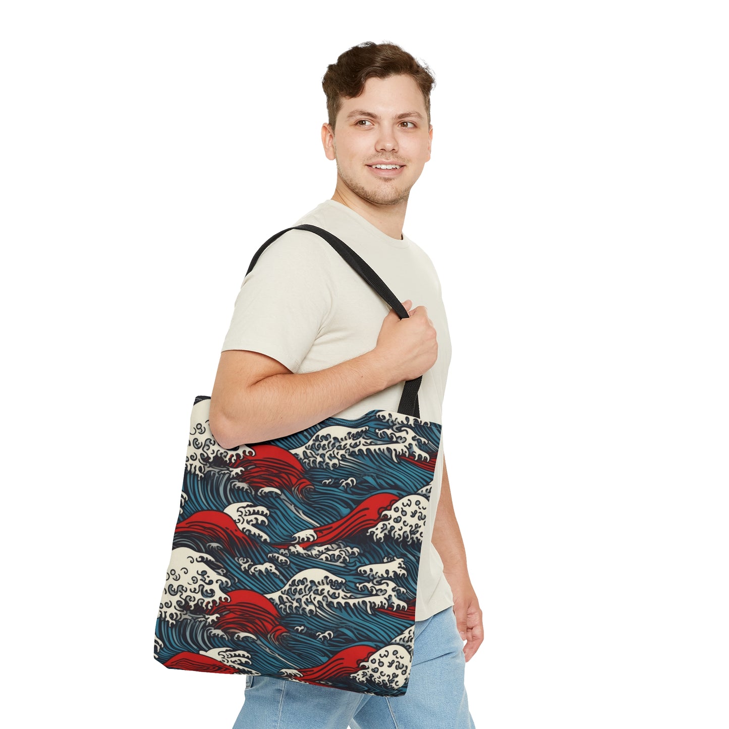 Tote Bag Japanese Wave Design