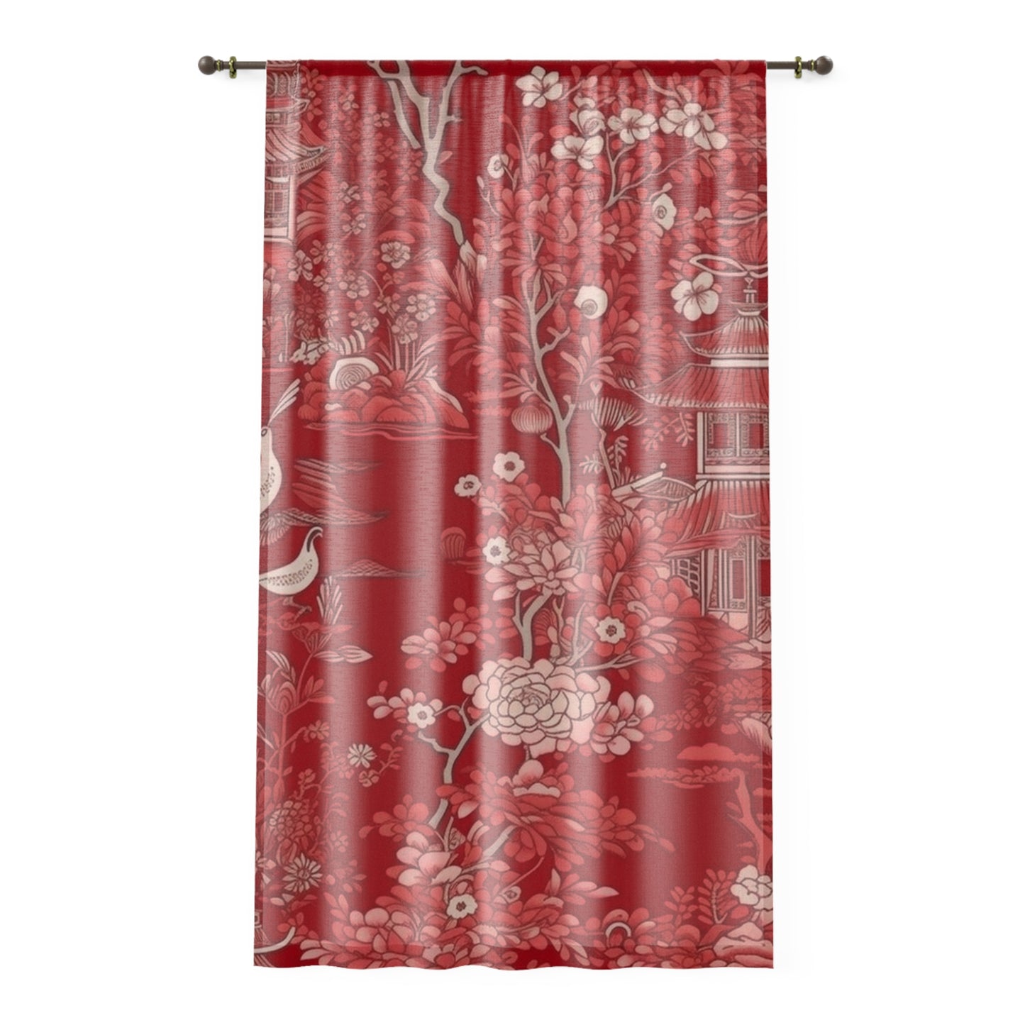 Sheer Window Curtain 50" x 84" Chinoiserie