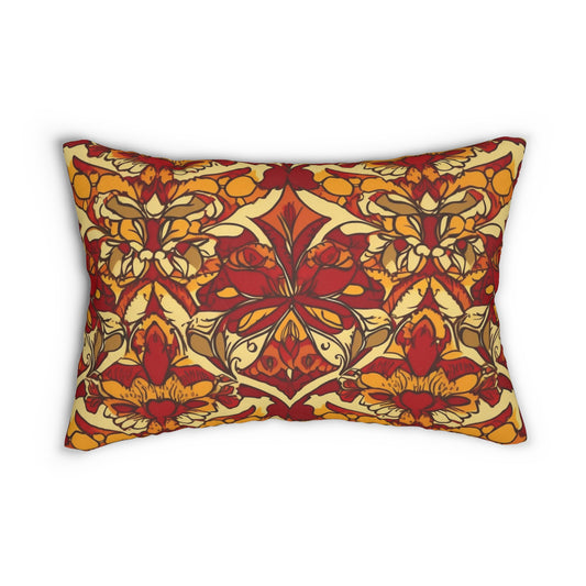 Lumbar Pillow With Pillow Insert In Jacobean Pattern 20"x14"