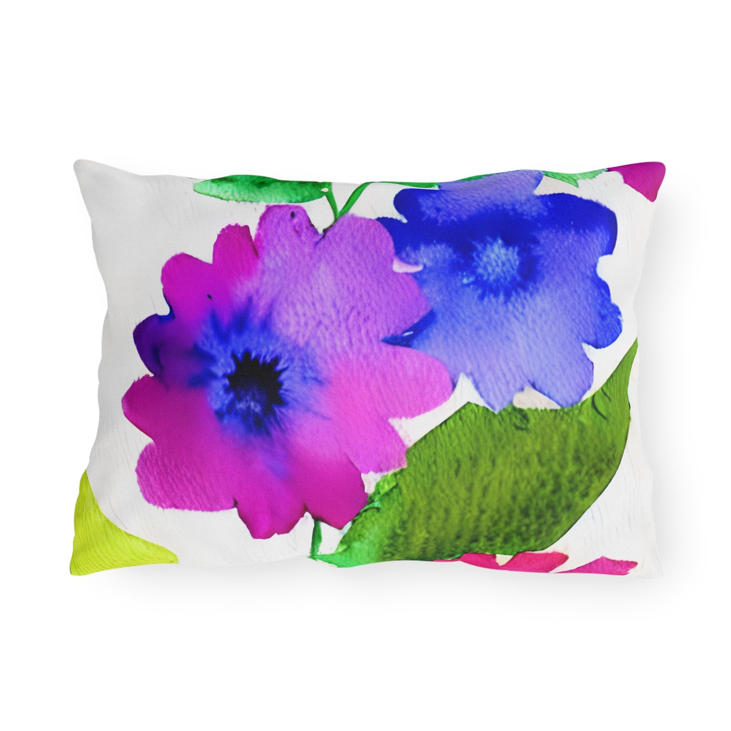 Outdoor Pillow In Watercolor Flowers Pattern