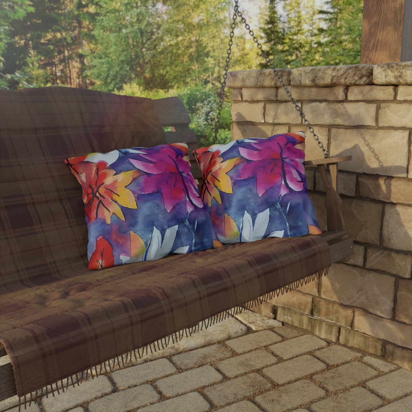 Outdoor Pillow In Watercolor Flowers Pattern