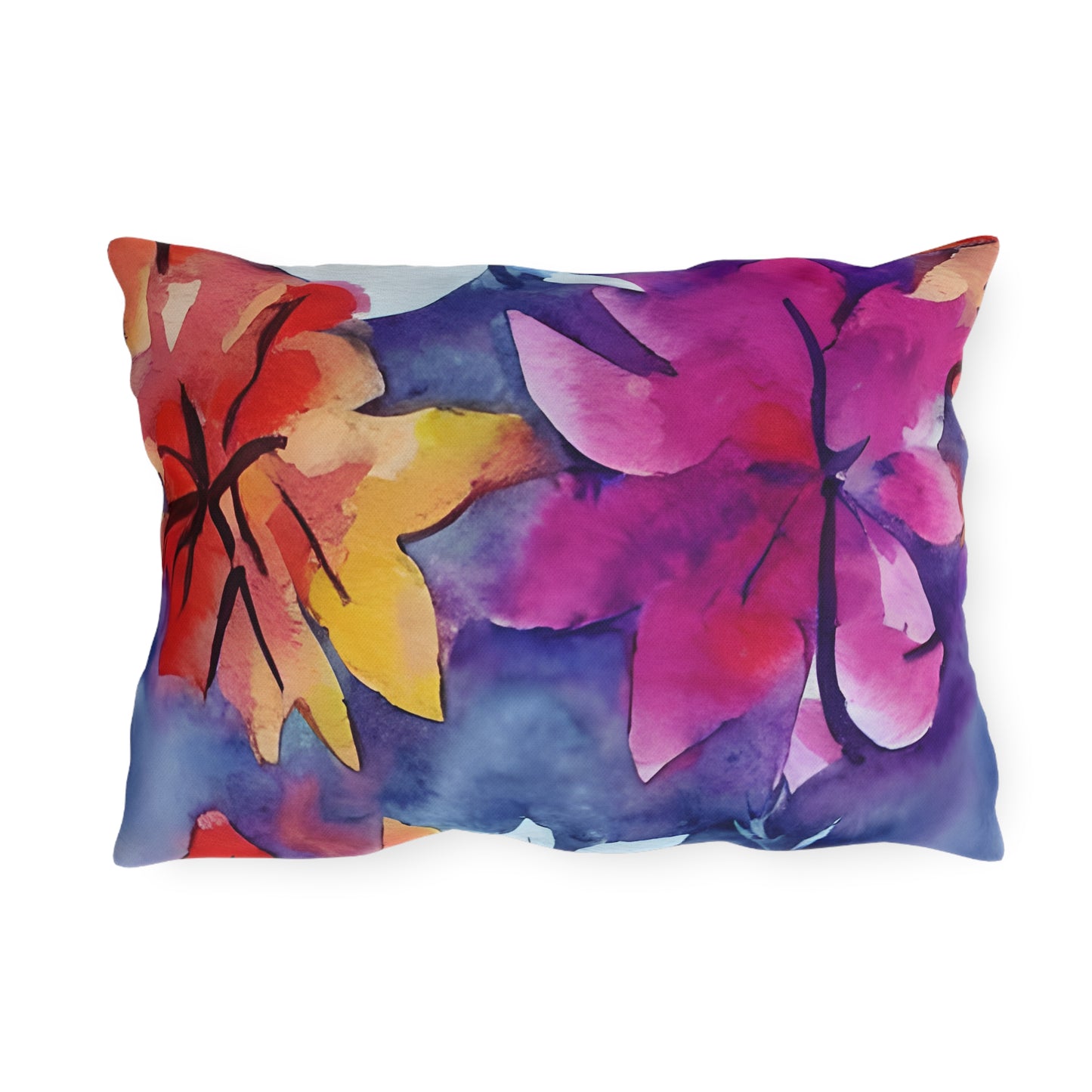 Outdoor Pillow In Watercolor Flowers Pattern