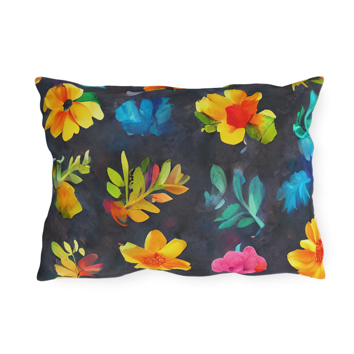 Outdoor Pillow In Watercolor Flowers Pattern