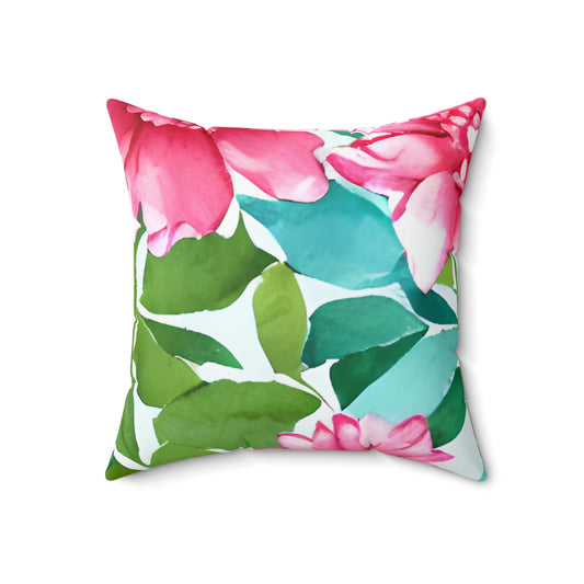 Square Pillow Cover With Pillow Insert In Watercolor Flowers Pattern