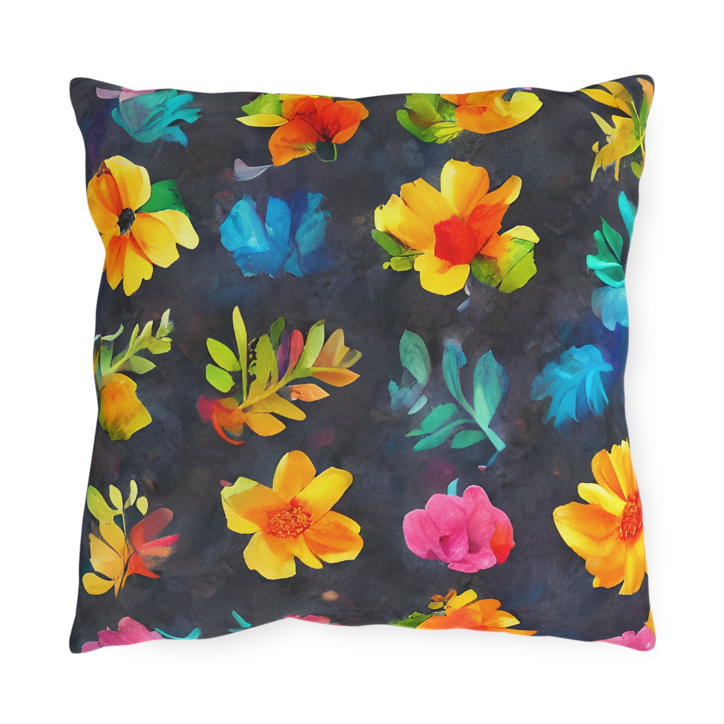 Outdoor Pillow In Watercolor Flowers Pattern