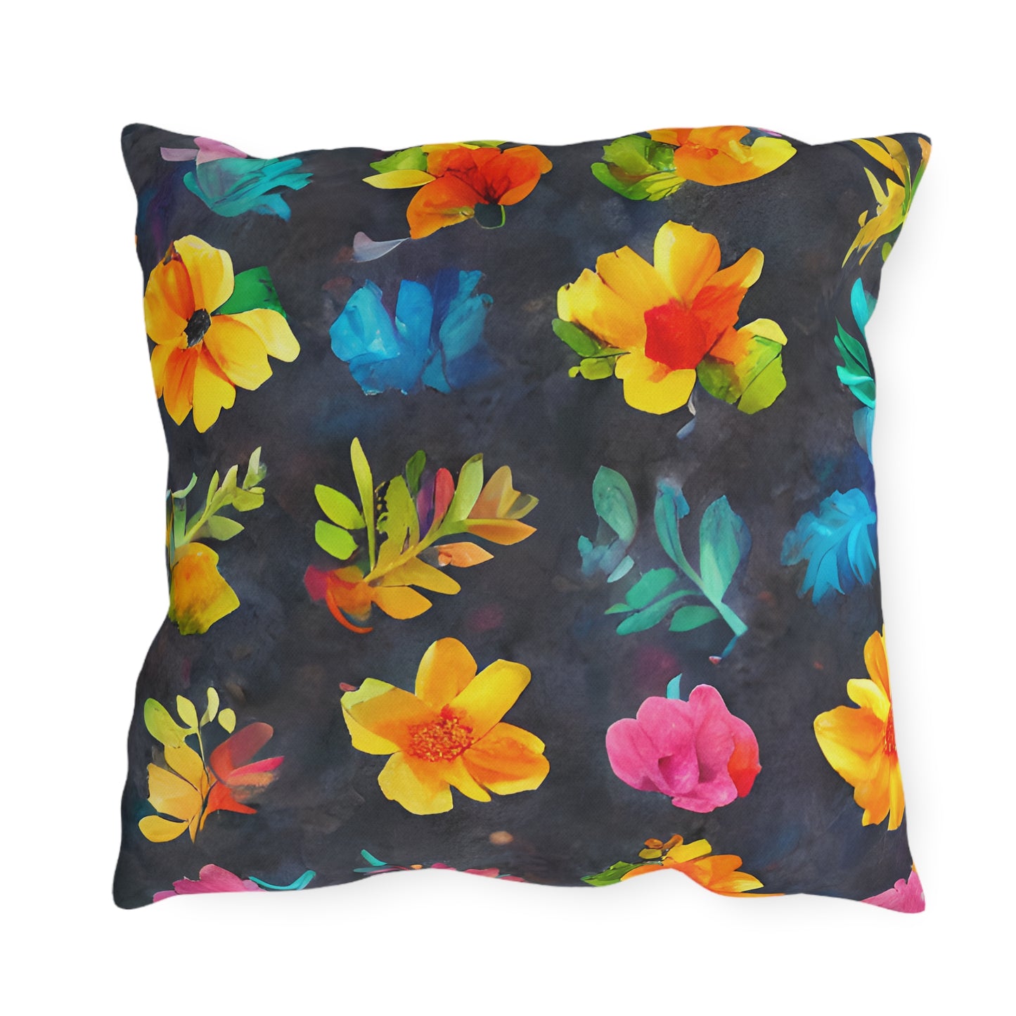 Outdoor Pillow In Watercolor Flowers Pattern