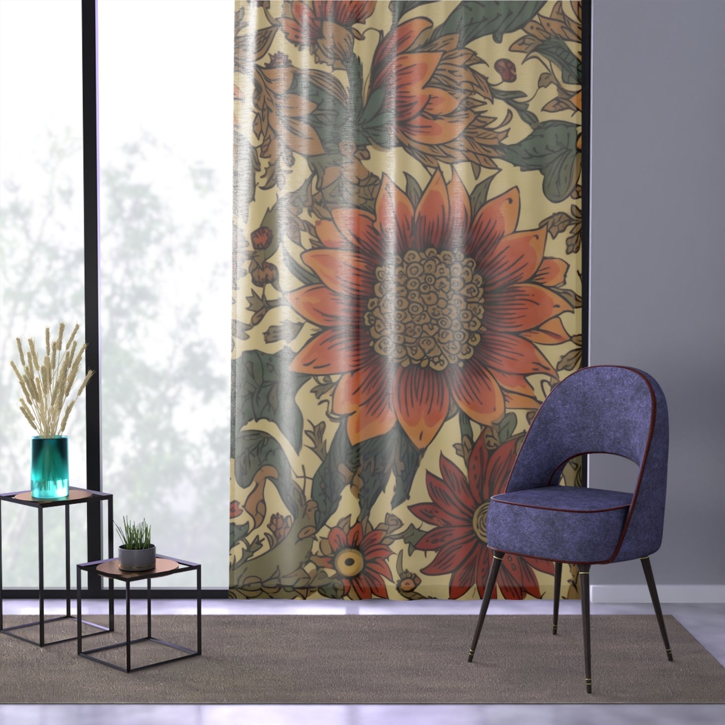 Sheer Window Curtain 50" x 84" Sunflower