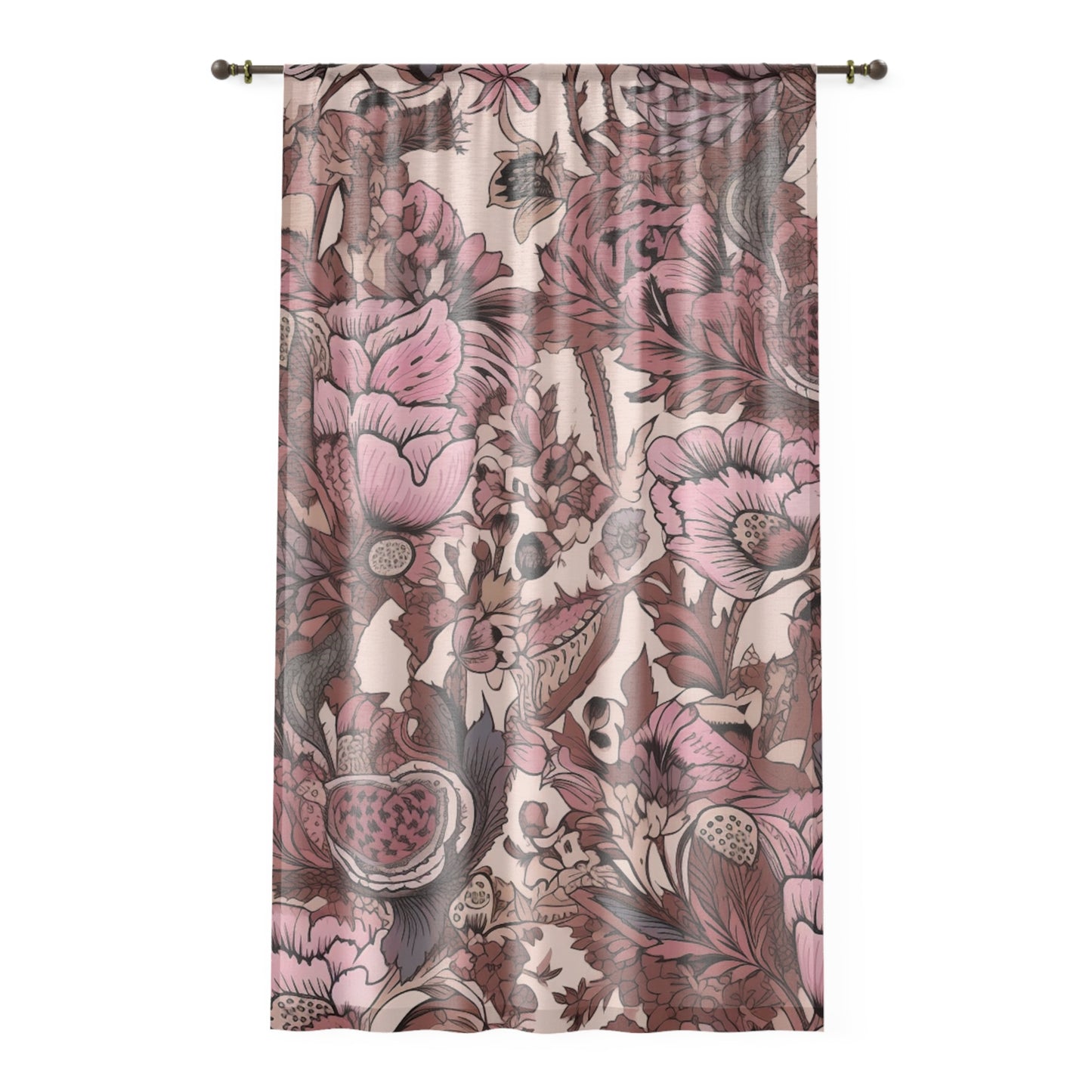 Sheer Window Curtain 50" x 84" Jacobean