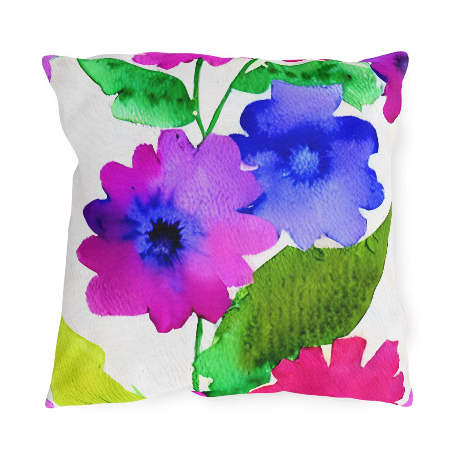 Outdoor Pillow In Watercolor Flowers Pattern