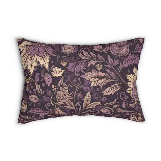 Lumbar Pillow With Pillow Insert In Purple Jacobean Pattern 20"x14"
