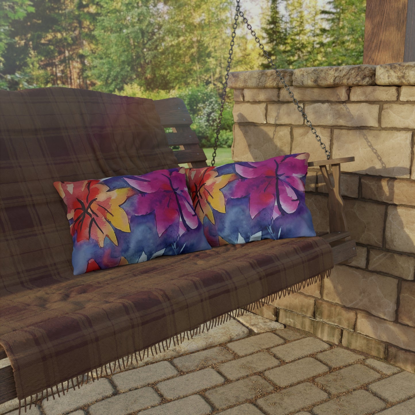 Outdoor Pillow In Watercolor Flowers Pattern