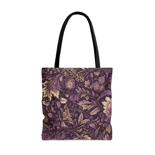 Purple Floral Tote Bag Jacobean Design