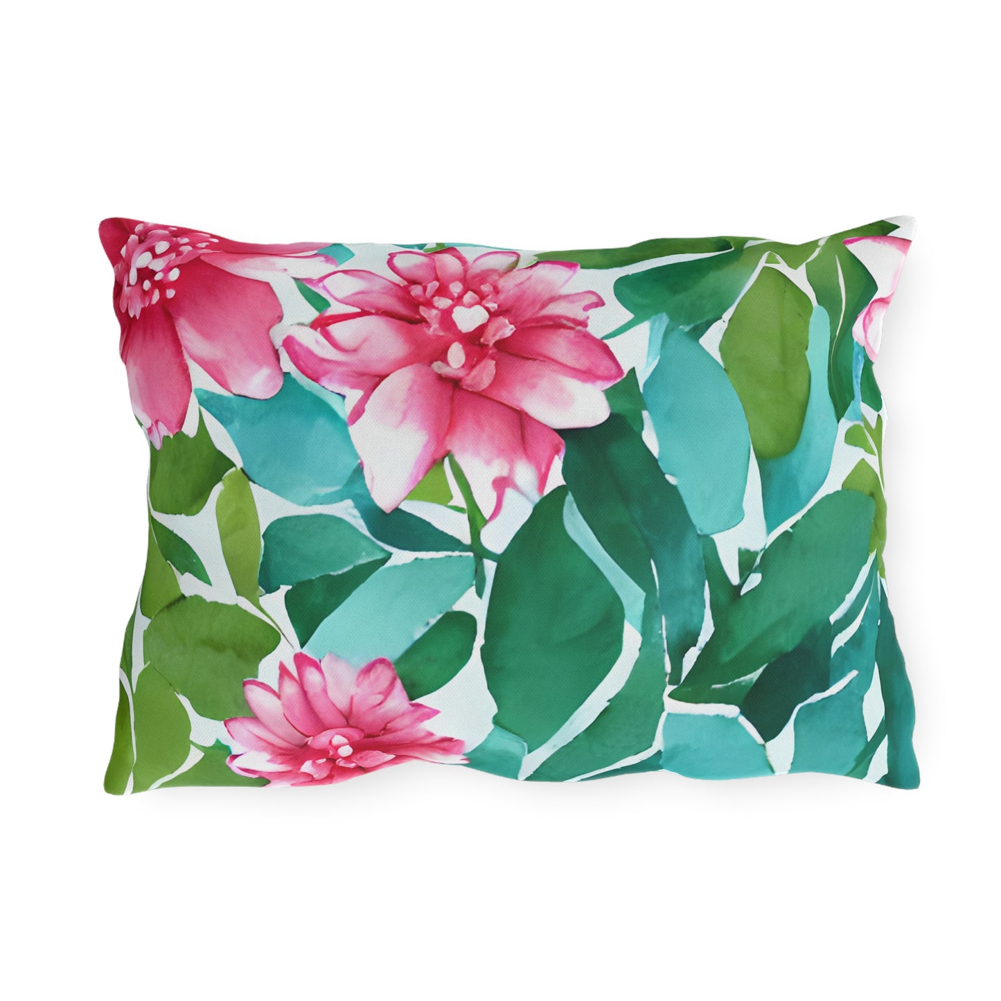 Outdoor Pillow In Watercolor Flowers Pattern