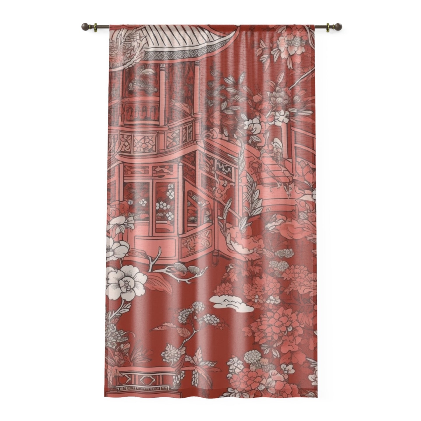 Sheer Window Curtain 50" x 84" Chinoiserie