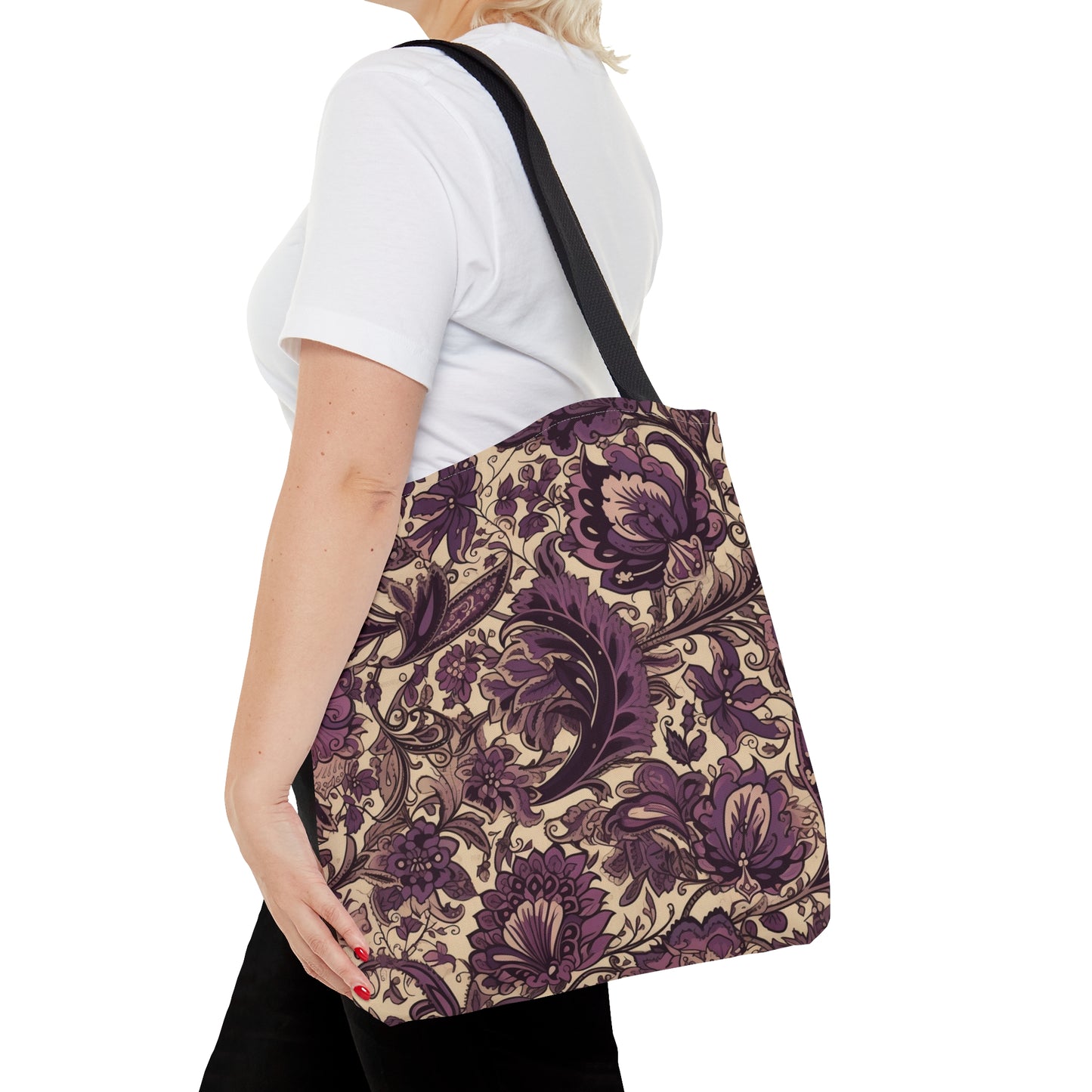 Purple Floral Tote Bag Jacobean Design