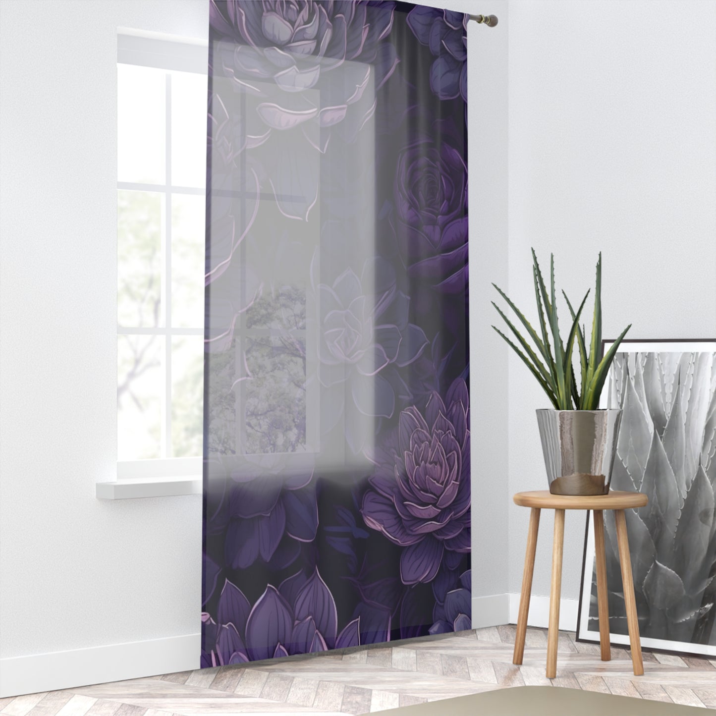 Sheer Window Curtain 50" x 84" Purple