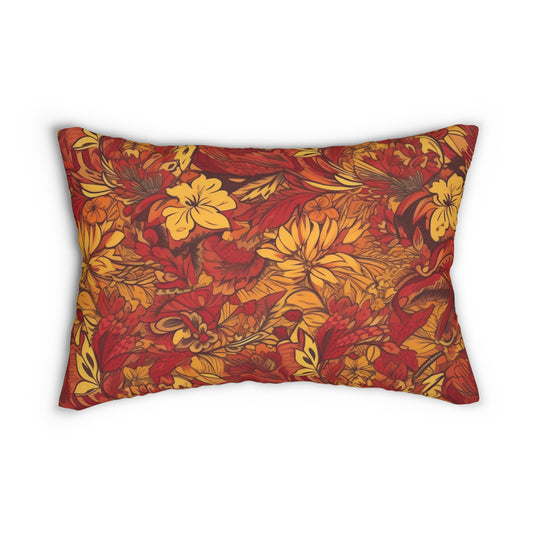 Lumbar Pillow With Pillow Insert In Jacobean Pattern 20"x14"