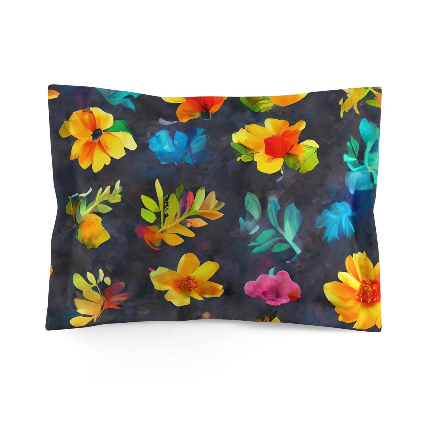 Microfiber Pillow Sham In Watercolor Flowers Pattern