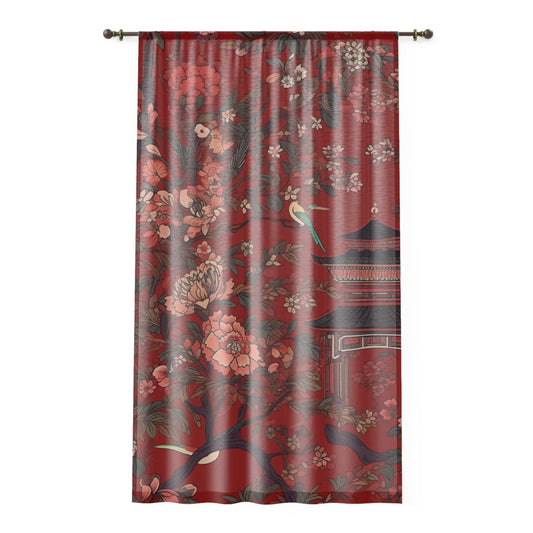 Sheer Window Curtain 50" x 84" Chinoiserie